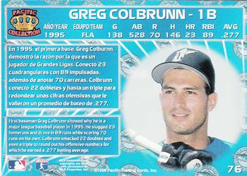 1996 Pacific Crown Collection #76 Greg Colbrunn Back