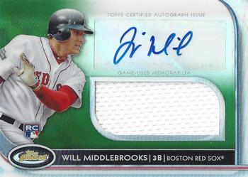 2012 Finest - Rookie Jumbo Relic Autographs Green Refractors #AJR-WMI Will Middlebrooks Front
