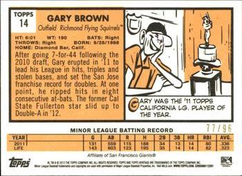 2012 Topps Heritage Minor League - Black #14 Gary Brown Back