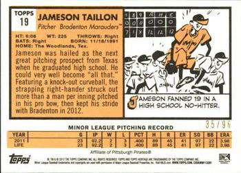 2012 Topps Heritage Minor League - Black #19 Jameson Taillon Back