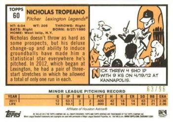 2012 Topps Heritage Minor League - Black #60 Nicholas Tropeano Back