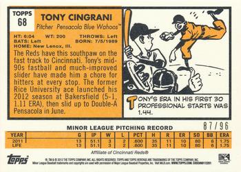 2012 Topps Heritage Minor League - Black #68 Tony Cingrani Back