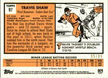 2012 Topps Heritage Minor League - Black #97 Travis Shaw Back