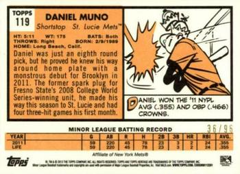 2012 Topps Heritage Minor League - Black #119 Daniel Muno Back