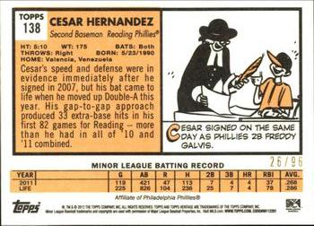 2012 Topps Heritage Minor League - Black #138 Cesar Hernandez Back