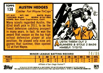 2012 Topps Heritage Minor League - Black #139 Austin Hedges Back