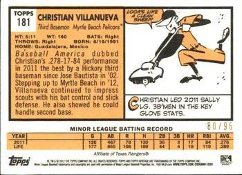 2012 Topps Heritage Minor League - Black #181 Christian Villanueva Back