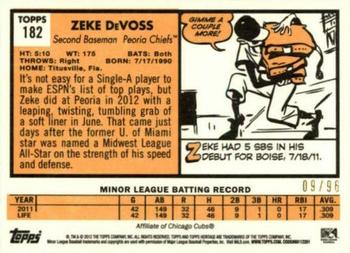 2012 Topps Heritage Minor League - Black #182 Zeke DeVoss Back