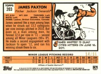 2012 Topps Heritage Minor League - Black #203 James Paxton Back