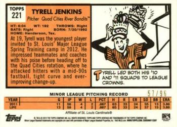 2012 Topps Heritage Minor League - Black #221 Tyrell Jenkins Back