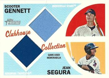 2012 Topps Heritage Minor League - Clubhouse Collection Dual Relics #GS Scooter Gennett / Jean Segura Front