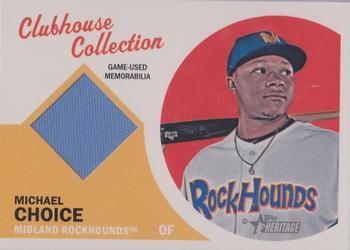 2012 Topps Heritage Minor League - Clubhouse Collection Relics #CCR-MC Michael Choice Front