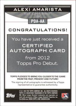 2012 Topps Pro Debut - Autographs #PDA-AA Alexi Amarista Back