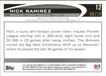 2012 Topps Pro Debut - Gold #12 Nick Ramirez Back