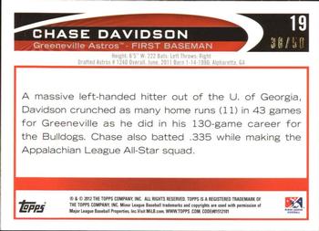 2012 Topps Pro Debut - Gold #19 Chase Davidson Back