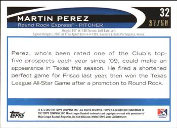 2012 Topps Pro Debut - Gold #32 Martin Perez Back