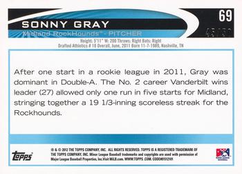 2012 Topps Pro Debut - Gold #69 Sonny Gray Back