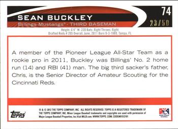 2012 Topps Pro Debut - Gold #74 Sean Buckley Back