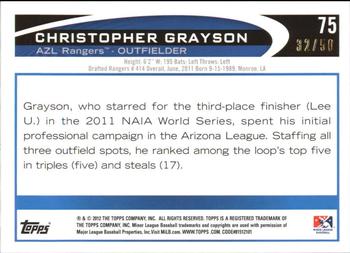 2012 Topps Pro Debut - Gold #75 Christopher Grayson Back