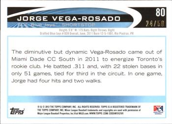 2012 Topps Pro Debut - Gold #80 Jorge Vega-Rosado Back