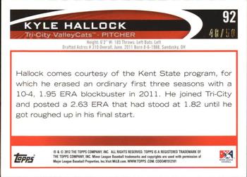 2012 Topps Pro Debut - Gold #92 Kyle Hallock Back