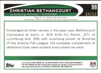 2012 Topps Pro Debut - Gold #98 Christian Bethancourt Back