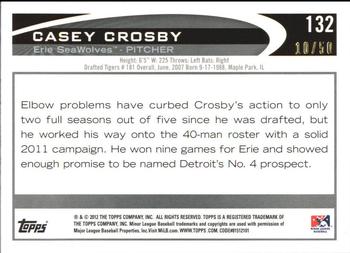 2012 Topps Pro Debut - Gold #132 Casey Crosby Back