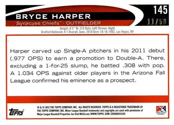 2012 Topps Pro Debut - Gold #145 Bryce Harper Back