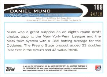 2012 Topps Pro Debut - Gold #199 Daniel Muno Back
