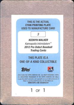2012 Topps Pro Debut - Printing Plates Cyan #3 Keenyn Walker Back