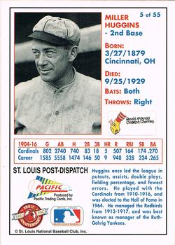 1992 Pacific McDonald's St. Louis Cardinals #5 Miller Huggins Back