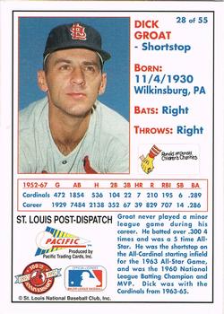 1992 Pacific McDonald's St. Louis Cardinals #28 Dick Groat Back