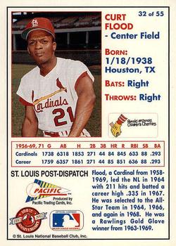 1992 Pacific McDonald's St. Louis Cardinals #32 Curt Flood Back