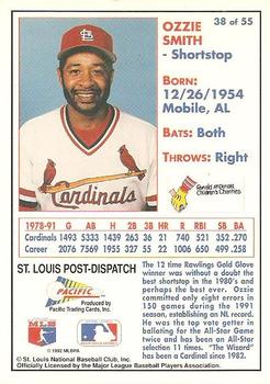 1992 Pacific McDonald's St. Louis Cardinals #38 Ozzie Smith Back