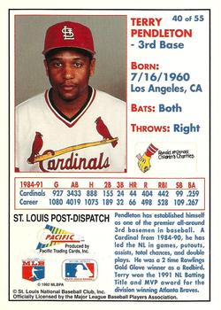 1992 Pacific McDonald's St. Louis Cardinals #40 Terry Pendleton Back