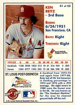 1992 Pacific McDonald's St. Louis Cardinals #41 Ken Reitz Back