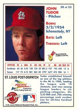 1992 Pacific McDonald's St. Louis Cardinals #50 John Tudor Back