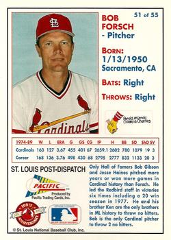1992 Pacific McDonald's St. Louis Cardinals #51 Bob Forsch Back