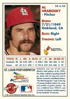 1992 Pacific McDonald's St. Louis Cardinals #55 Al Hrabosky Back