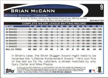 2012 Topps Chrome - Orange Refractors #9 Brian McCann Back