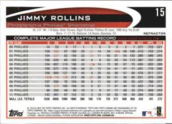 2012 Topps Chrome - Orange Refractors #15 Jimmy Rollins Back
