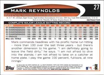 2012 Topps Chrome - Orange Refractors #27 Mark Reynolds Back
