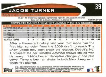 2012 Topps Chrome - Orange Refractors #39 Jacob Turner Back