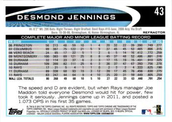 2012 Topps Chrome - Orange Refractors #43 Desmond Jennings Back