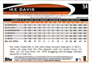 2012 Topps Chrome - Orange Refractors #54 Ike Davis Back