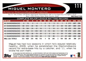 2012 Topps Chrome - Orange Refractors #111 Miguel Montero Back