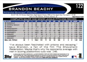 2012 Topps Chrome - Orange Refractors #122 Brandon Beachy Back