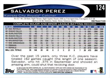 2012 Topps Chrome - Orange Refractors #124 Salvador Perez Back