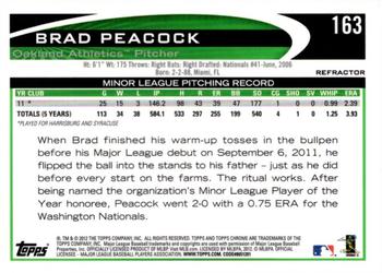 2012 Topps Chrome - Orange Refractors #163 Brad Peacock Back