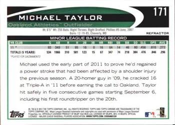 2012 Topps Chrome - Orange Refractors #171 Michael Taylor Back
